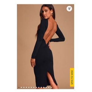 lulu’s va va voom black backless midi dress